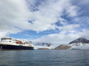 Great view of the glacier behind our ship as we returned from the afternoon hike